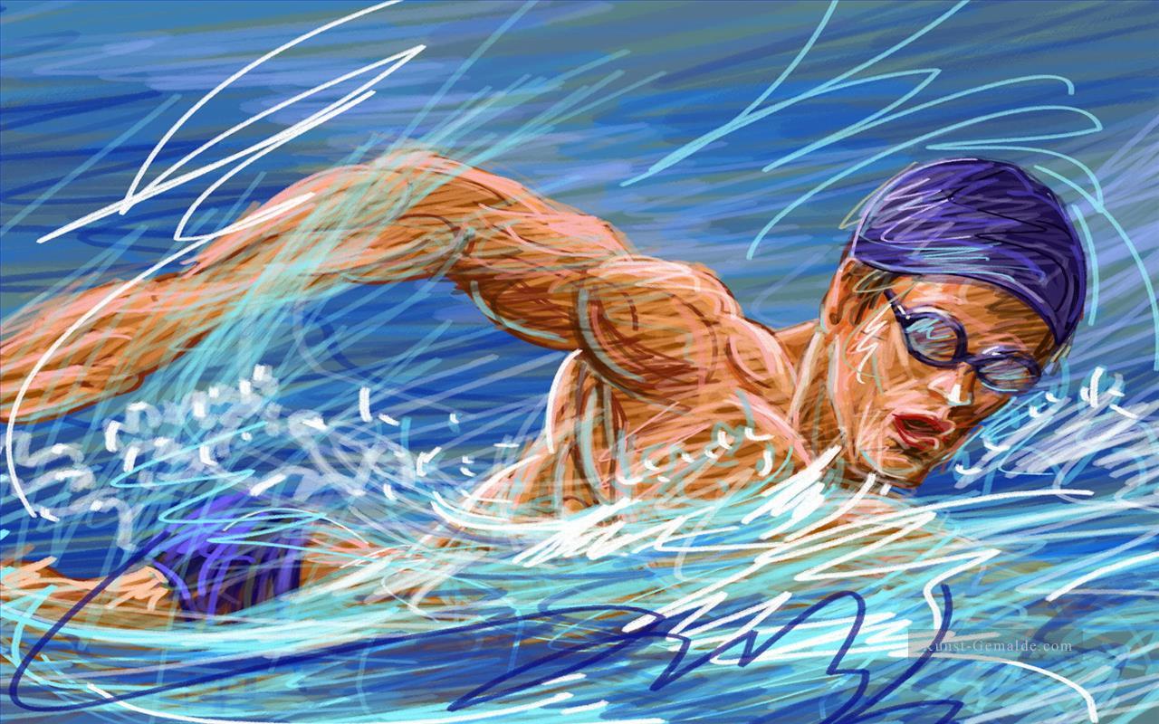 Schwimmen impressionistischen Ölgemälde